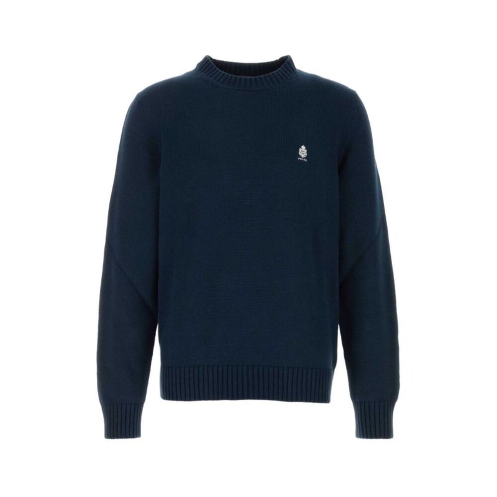 Prada Men Navy Blue Cotton Sweater